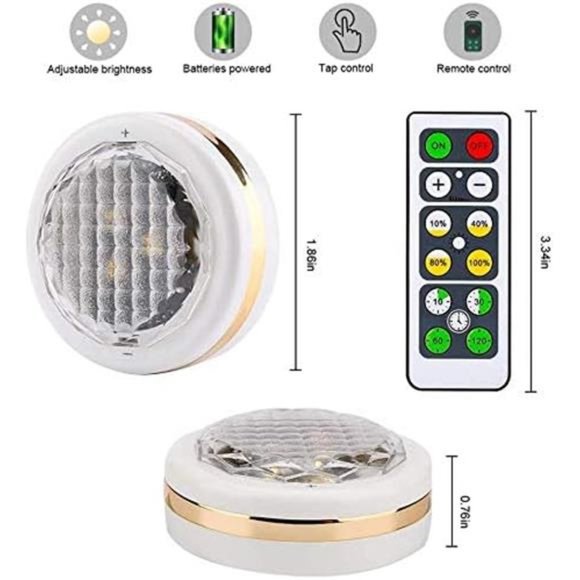 Wireless LED Puck Lights with Remote Control 6 Pack, LED Under Cabinet Lighting - Picture 4 of 6